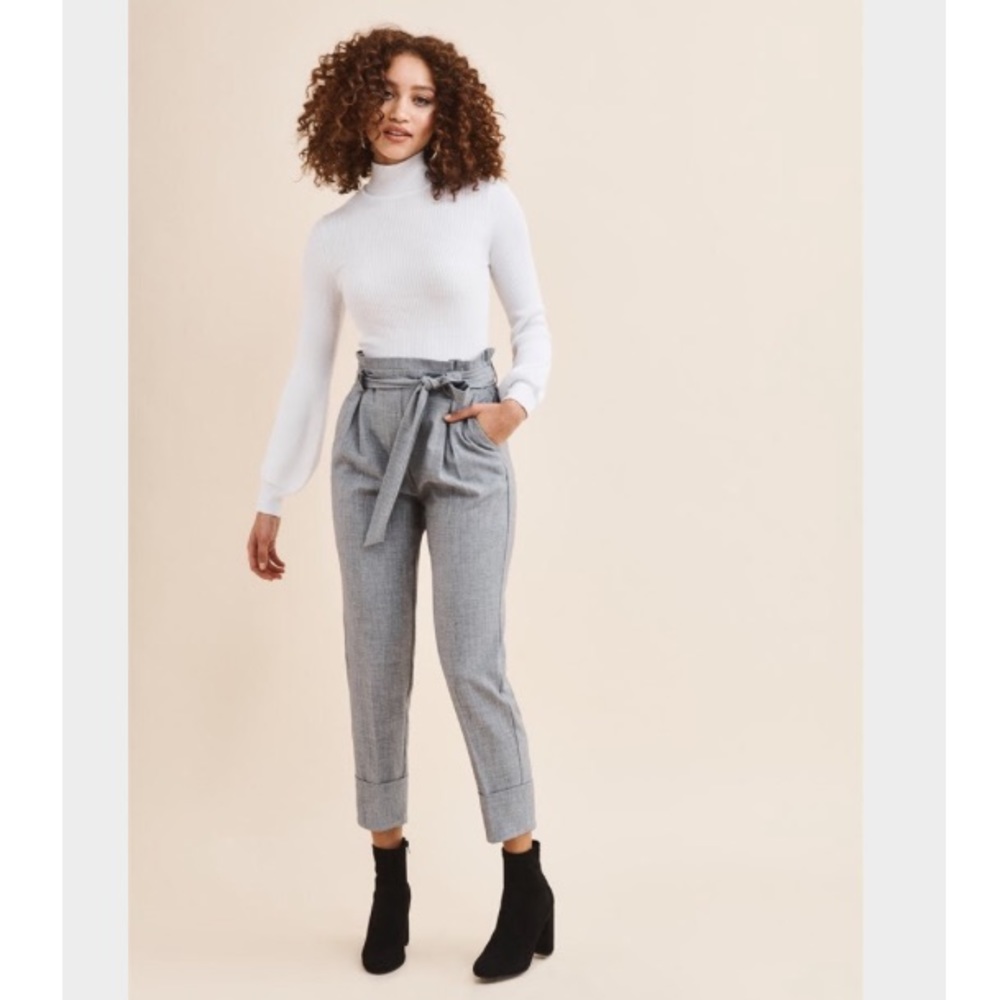 Grey Cindy Paperbag Pants from Dynamite, size S